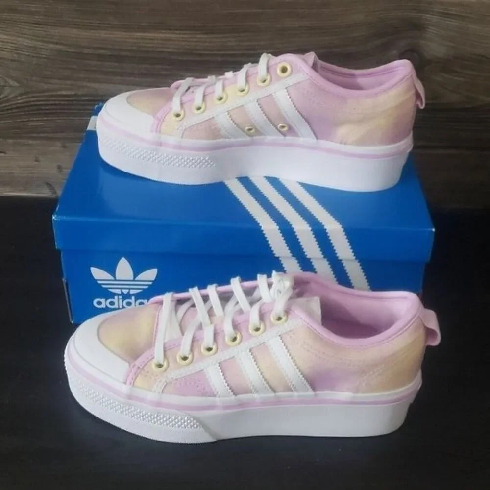 New Adidas Nizza Womens Platform Shoes Size 7 Tie Dye Summer Festival Streetwear
